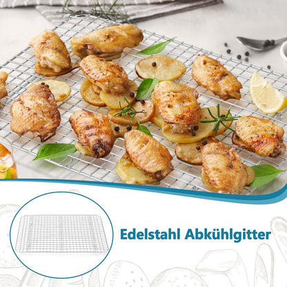 Homikit 2er Set Kuchengitter Edelstahl Backgitter Backrost groß 42x29cm