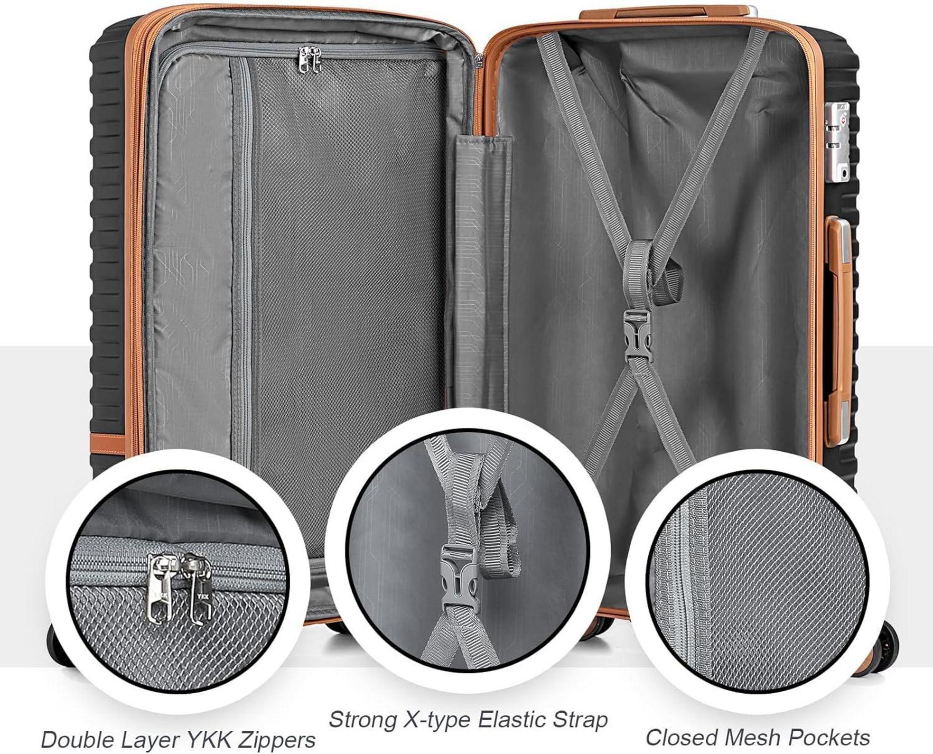 Koffer ABS Hartschale TSA Schloss Handgepäck Set 3tlg Schwarz/Braun