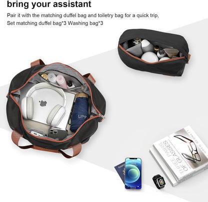 Joyway Koffer Reisekoffer ABS Hartschale Trolley Kofferset TSA-Schloss 4 Rollen inkl. Reisetasche & Kulturbeutel - Schwarz/Braun