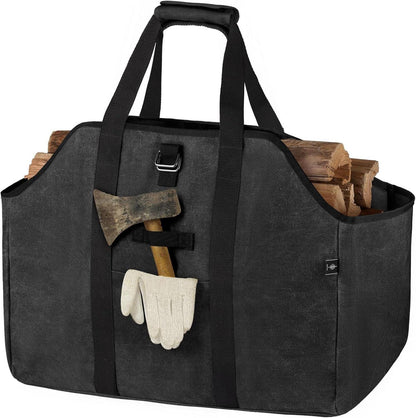 Kaminholztasche aus gewachstem Segeltuch - Extra