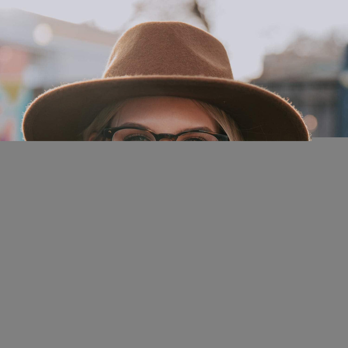 Damen Fedora Hut mit breiter Krempe, Camel