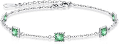 Geburtsstein Armband Silber 925 Zirkonia Verstellbar Damen Gerschenk