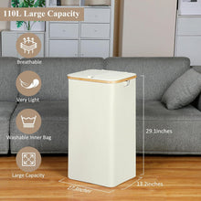 Wäschekorb mit Deckel 110L - Herausnehmbarer Innentasche