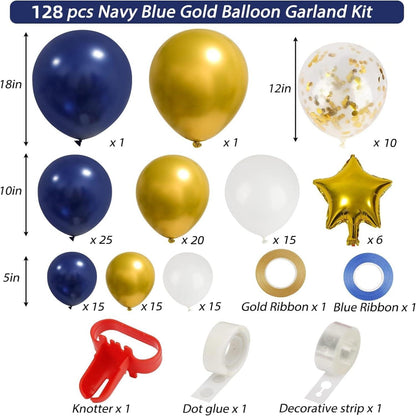 Luftballon Girlande Blau Gold Weiß für Party Dekoration