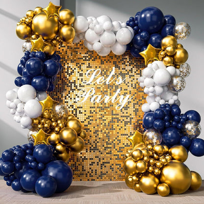 Luftballon Girlande Blau Gold mit Konfetti für Party Dekoration
