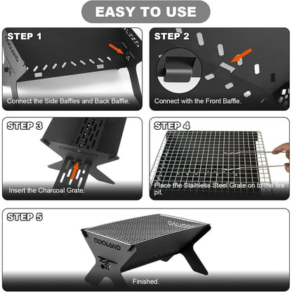Camping-Feuerstelle und Grill mit Tragetasche, tragbare