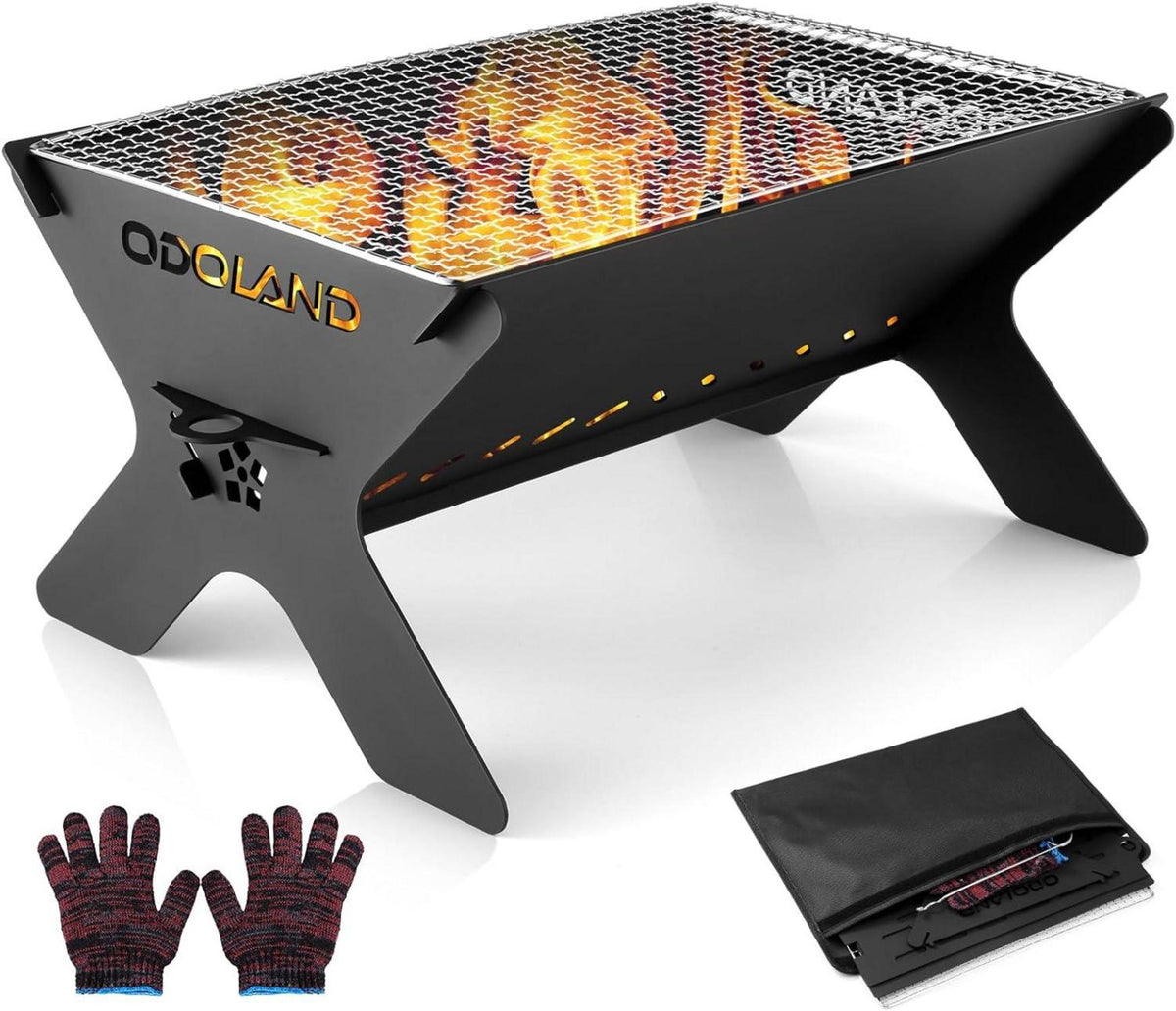Outdoor Camping-Feuerstelle 2-in-1 mit Grillrost und Tragetasche