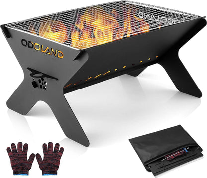 Outdoor Camping-Feuerstelle 2-in-1 mit Grillrost und Tragetasche