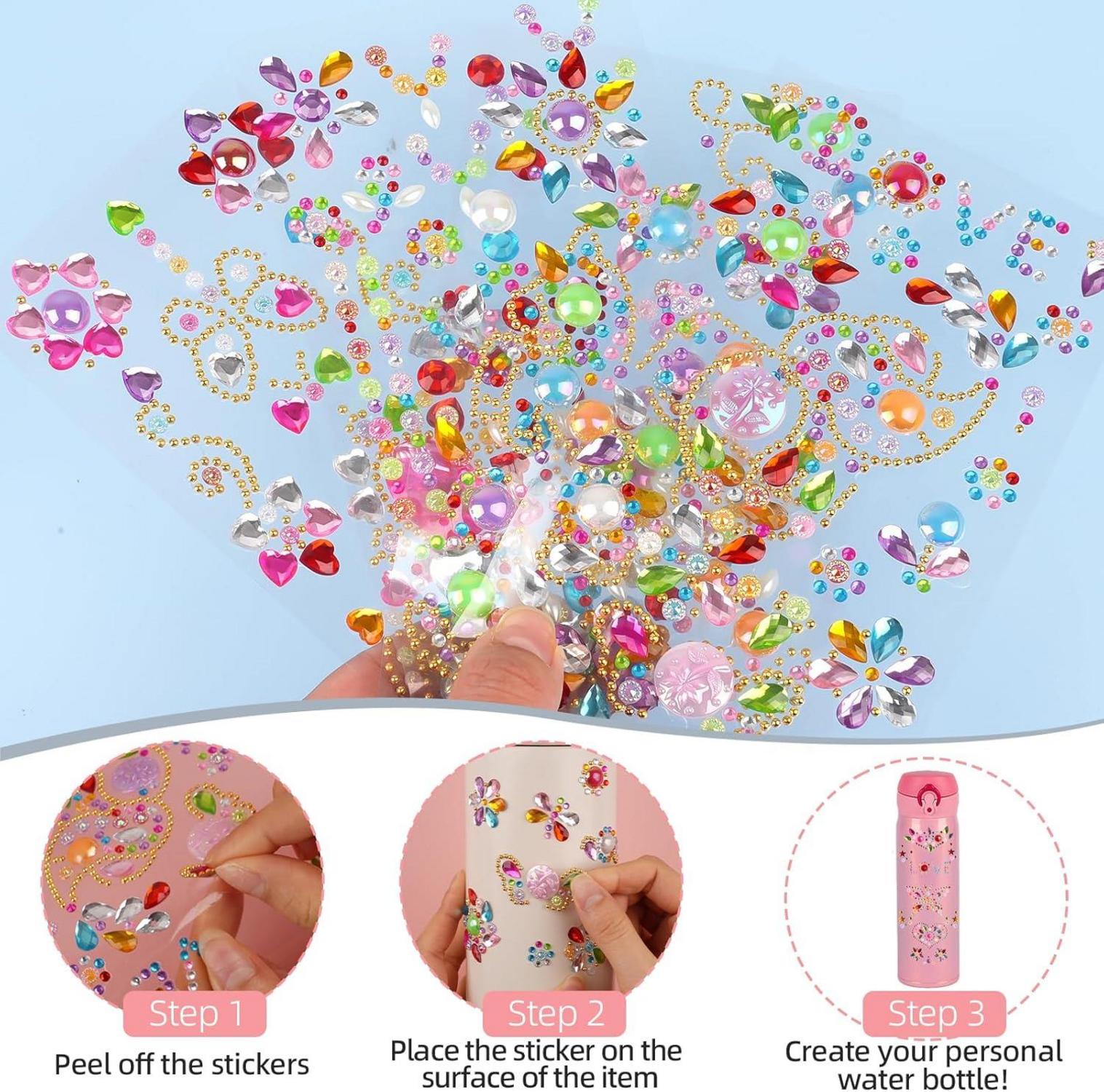 8 Blätter Selbstklebende Glitzersteine in bunten Farben für DIY Bastelprojekte