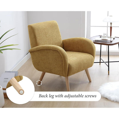 Chenille Loungesessel Gelb – Bequemer Ohrensessel für Wohnzimmer