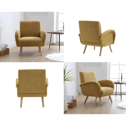 Chenille Loungesessel Gelb – Bequemer Ohrensessel für Wohnzimmer
