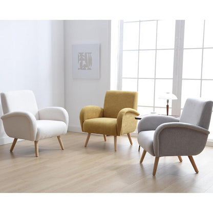 Chenille Loungesessel Gelb – Bequemer Ohrensessel für Wohnzimmer