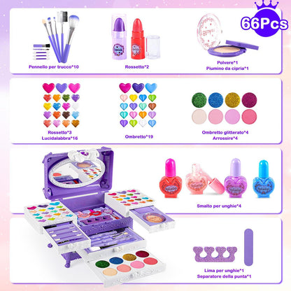 Kinder Makeup Set Mädchen Schminkkoffer Kinderschminke Geschenke 4-12