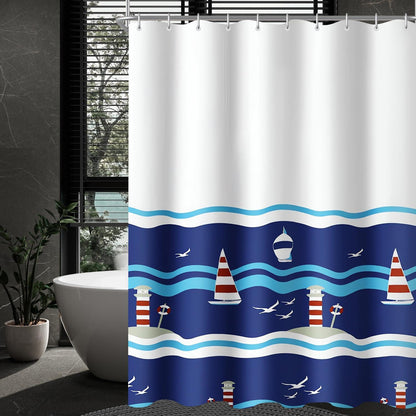Duschvorhang Blaues Segel 120x200cm Beschwerter Saum Wasserabweisend