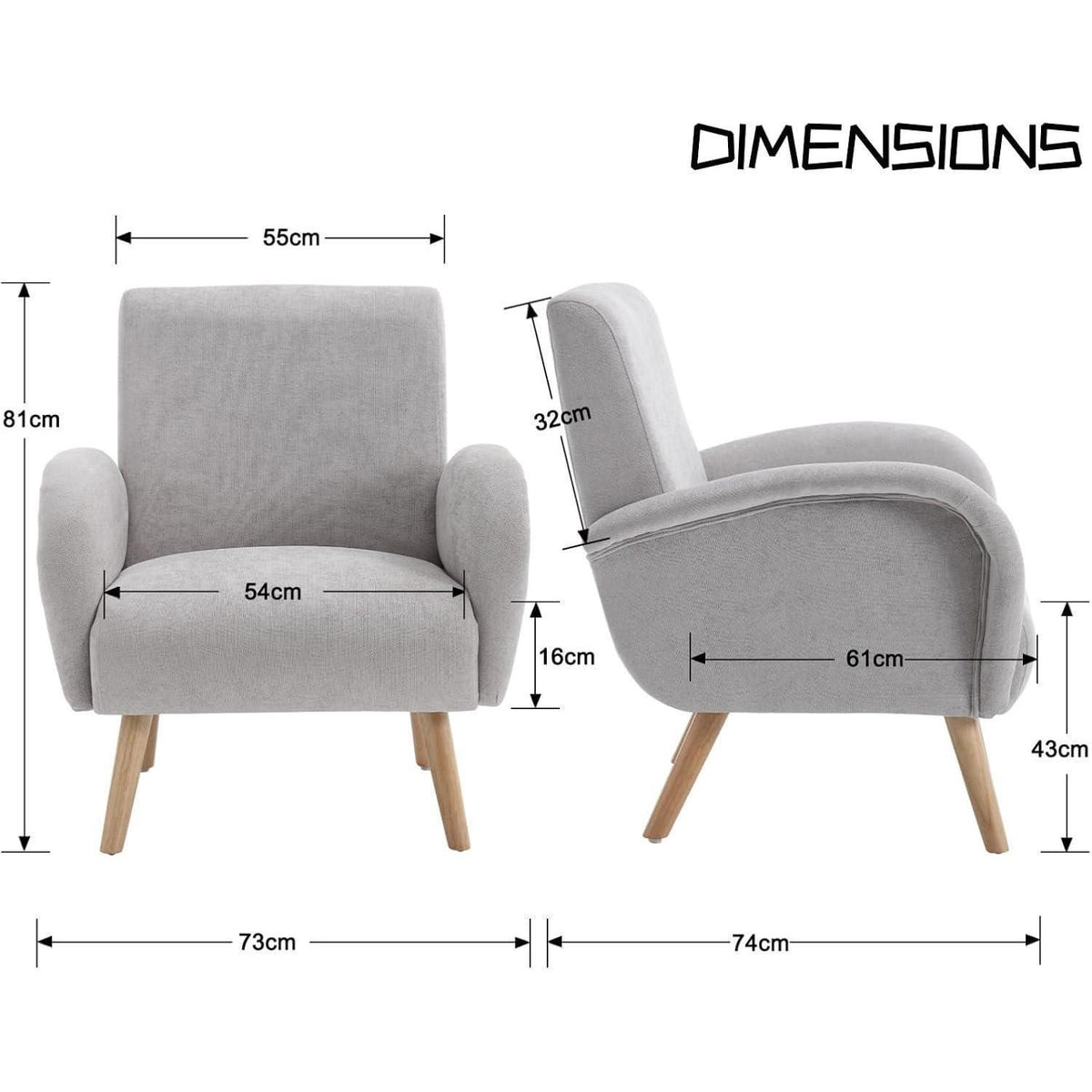 Chenille Loungesessel Grau – Bequemer Ohrensessel für Wohnzimmer