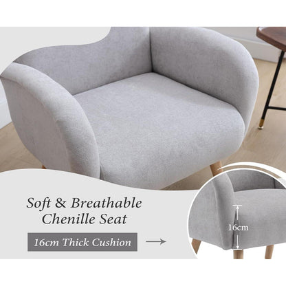 Chenille Loungesessel Grau – Bequemer Ohrensessel für Wohnzimmer