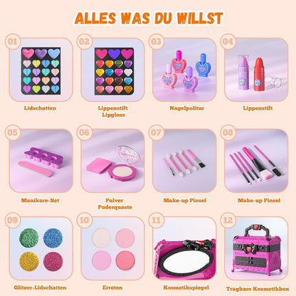 Kinderschminke Set Mädchen Make Up Spielzeug 66-teilig für Geburtstag