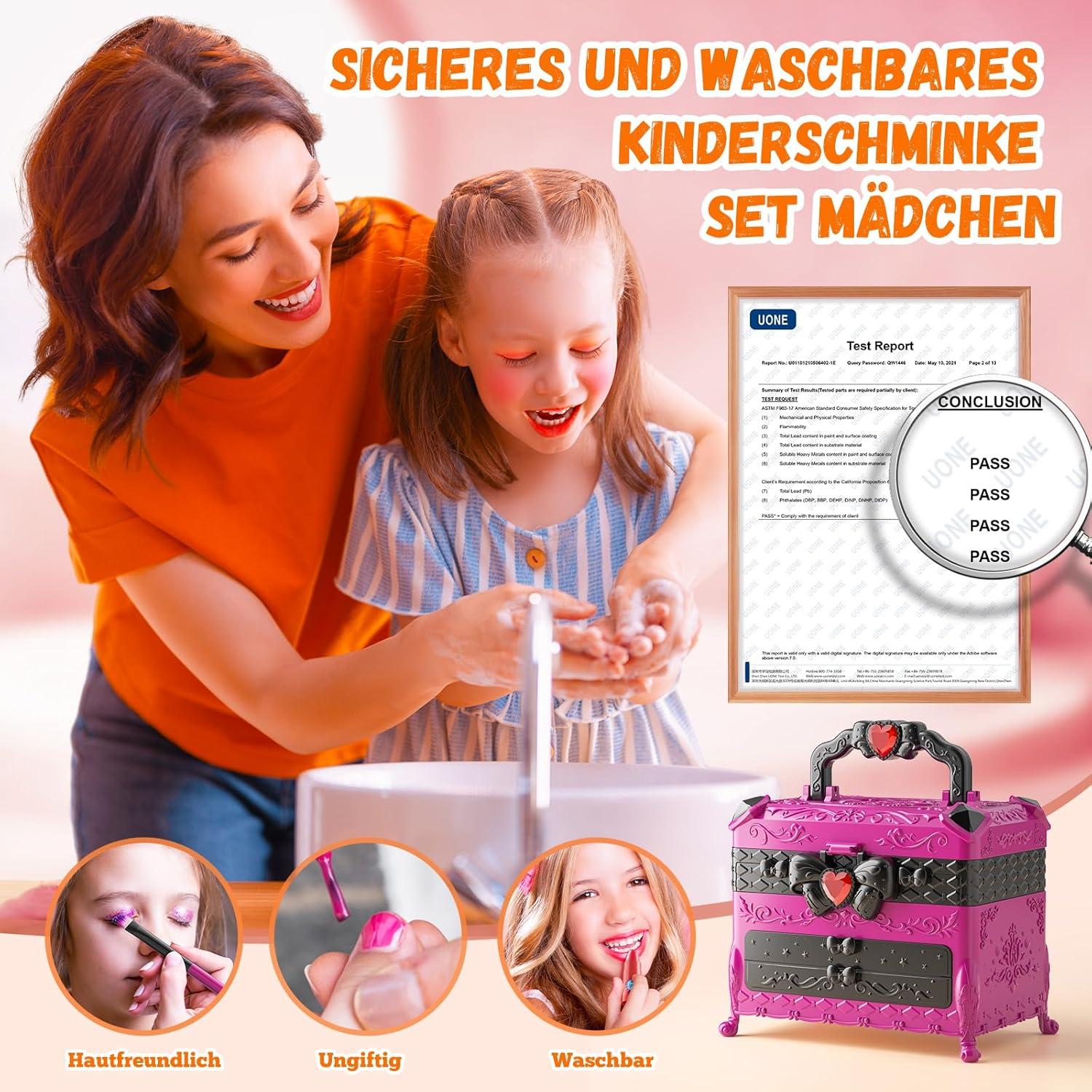Make Up Set Mädchen 66Pcs Kinderschminke Schminkkoffer Waschbar Geschenke 3-12 Jahre