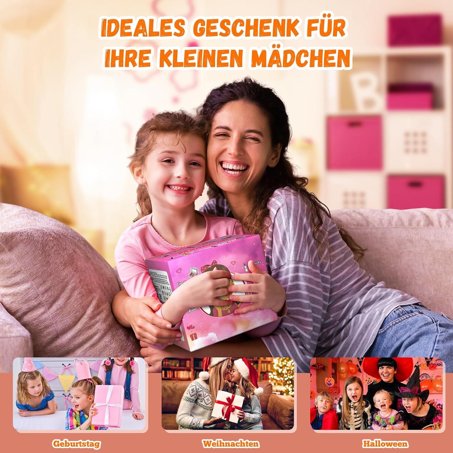 Kinderschminke Set Mädchen 66-teilig - Schminkkoffer Waschbar Make Up