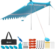 Strand Sonnenschutz Zelt UPF50+ Lycra 3m x 3,3m Blau 6 Personen