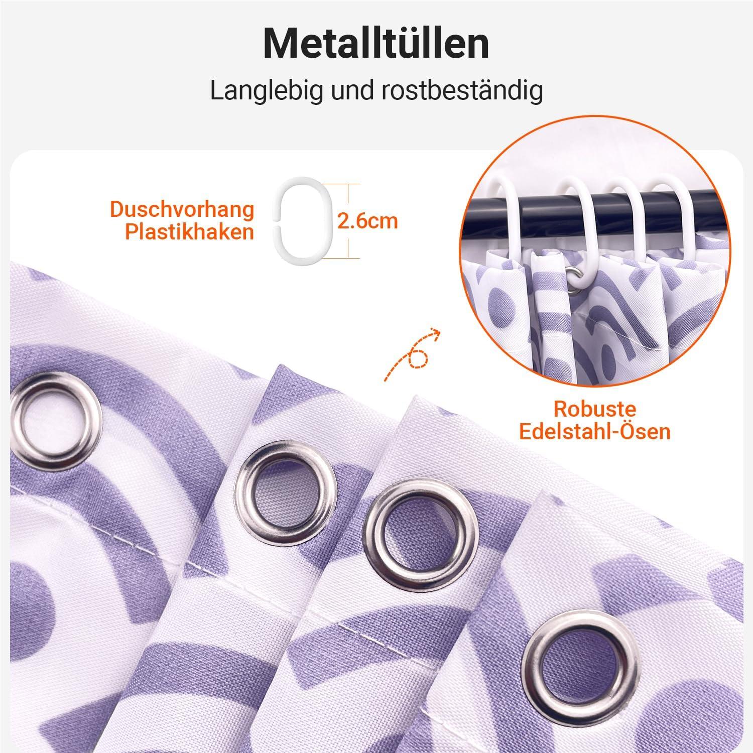 Antischimmel Duschvorhang Blume 120x200cm Wasserdicht Textil