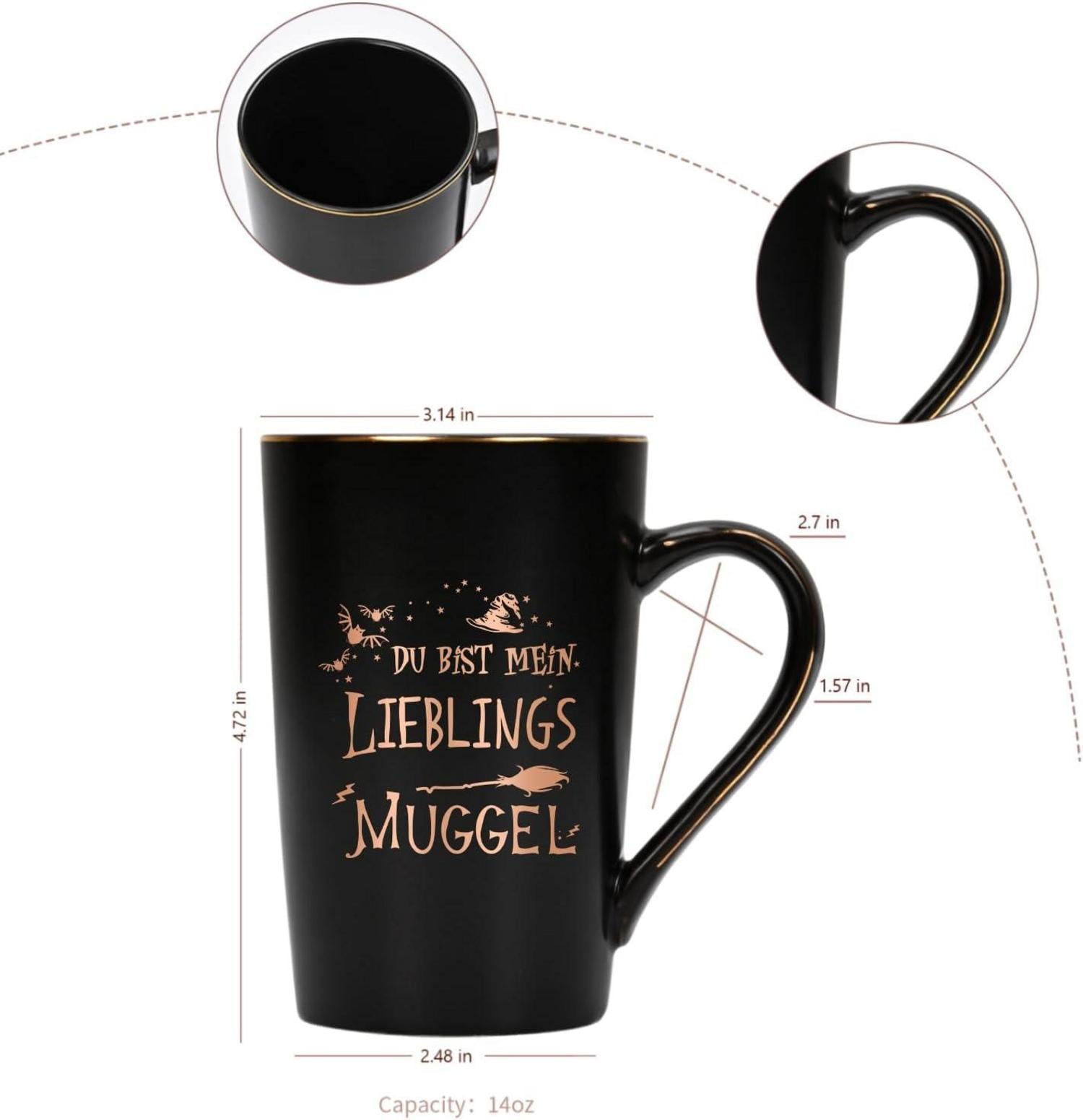 Lustige Spruch Kaffeetasse Du Mein Lieblings Muggel Geschenk 400ml Schwarz