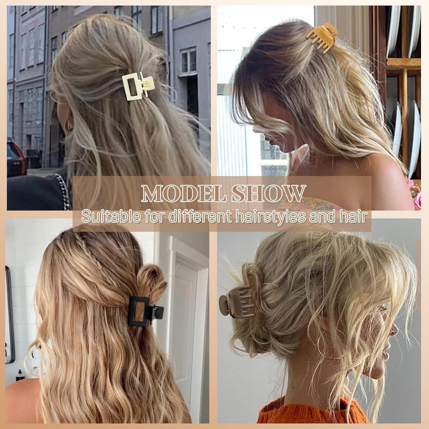 8 Stück Haarklammern Damen 4cm Matte Haarspangen Rutschfest Schwarz Braun Beige Creme