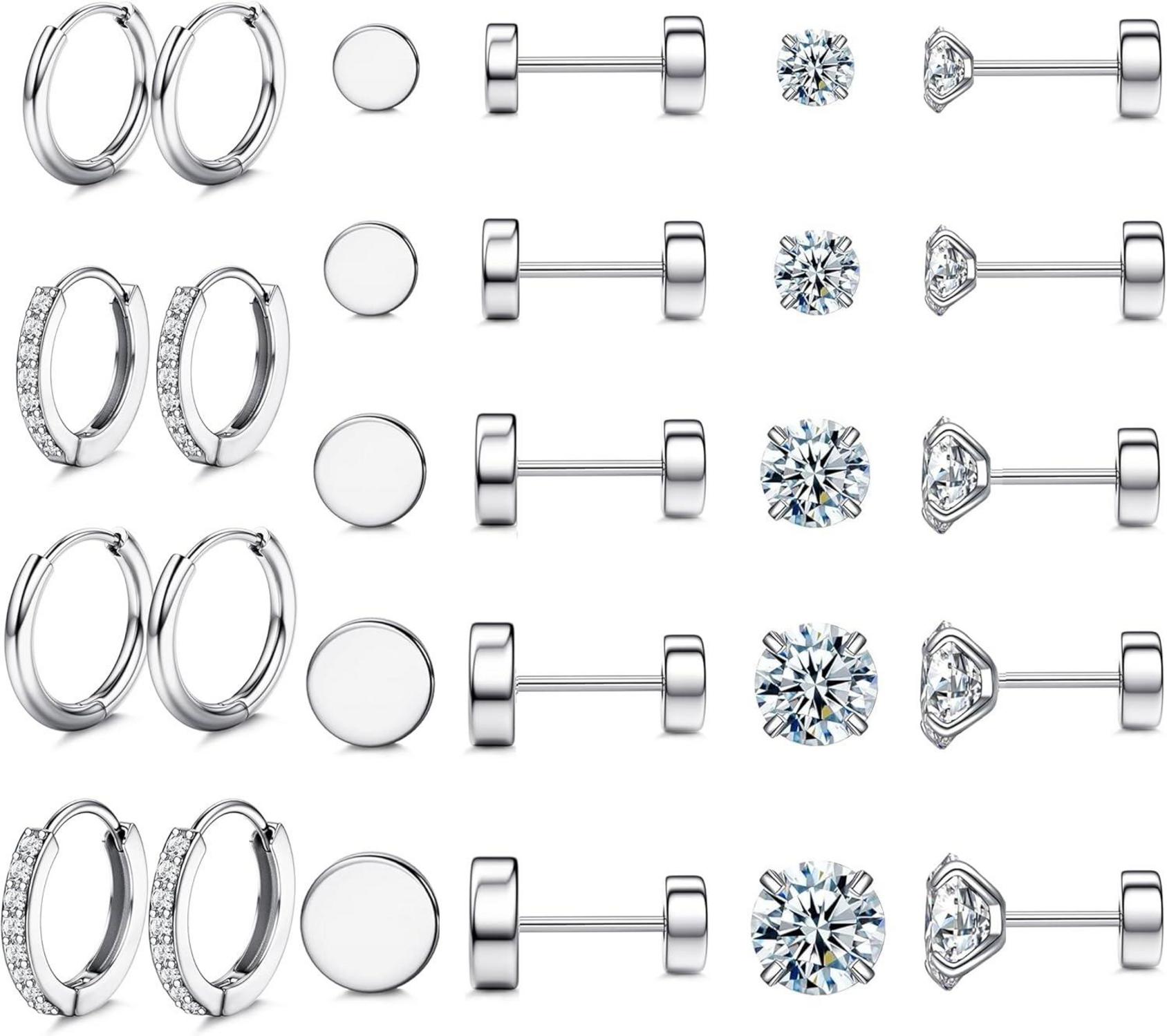 Opal Zirkonia Ohrringe Set Chirurgenstahl Silber Hypoallergen