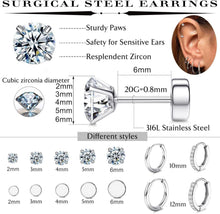 Kleine Silberne Ohrstecker Set Opal Zirkonia Hypoallergen