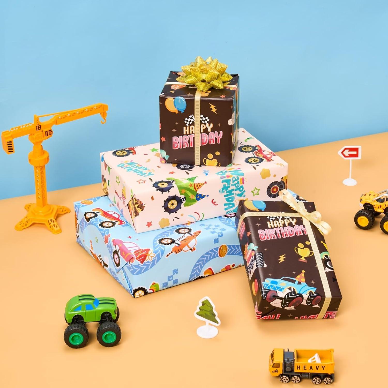 Monster Truck Geschenkpapier Set 3 Rollen 43x305cm Racing Geburtstag