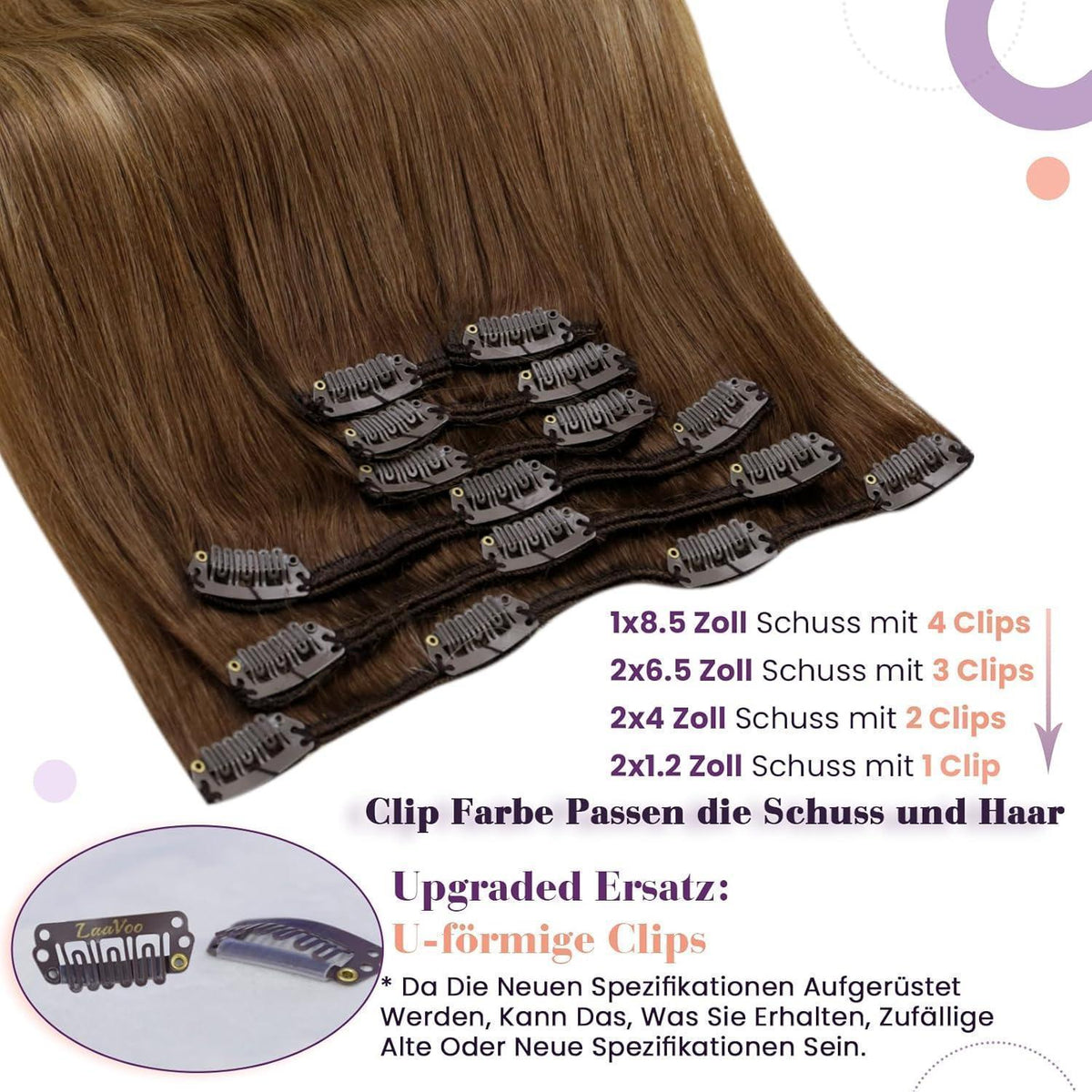 Clip-in Echthaar Extensions Aschiges Hellbraun 55cm