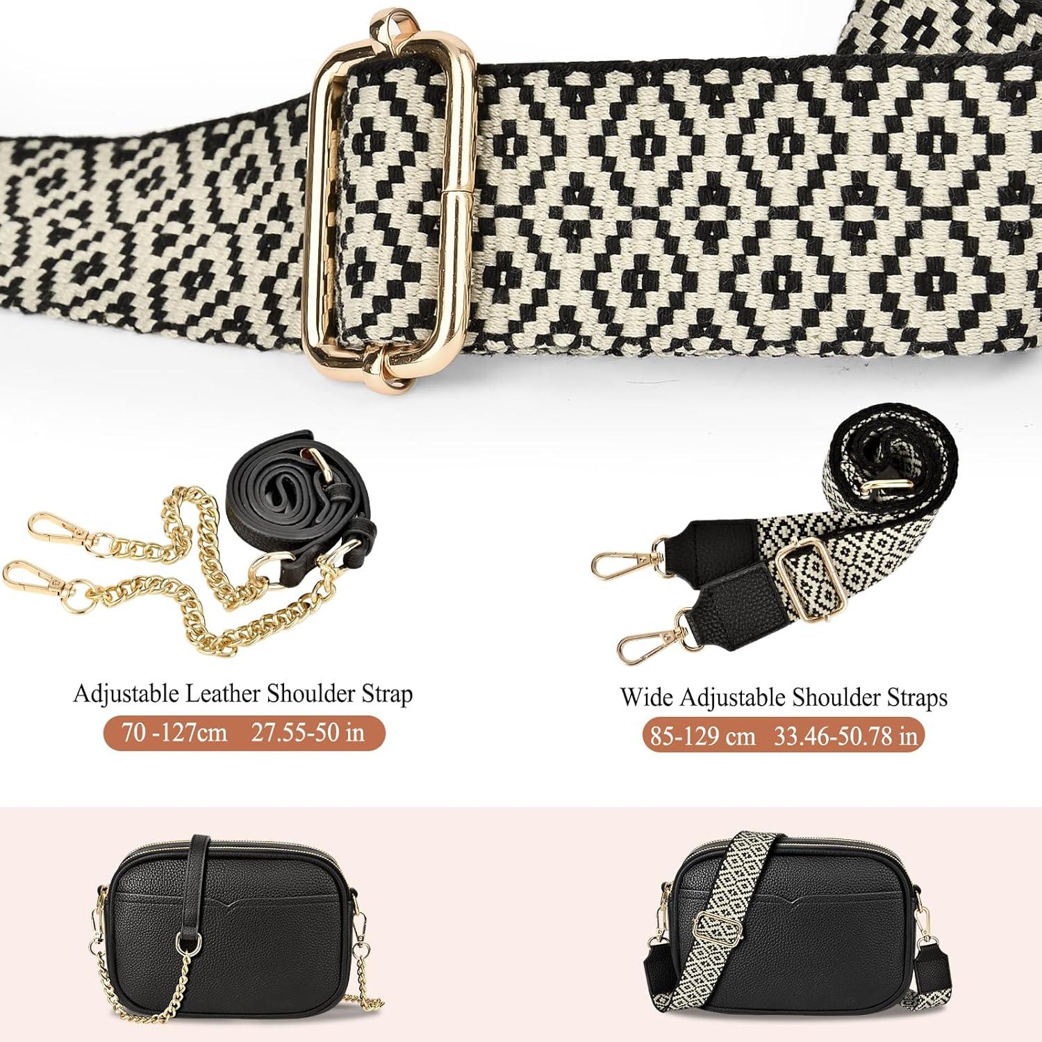 TEUEN Damen-Umhängetasche Crossbody Bag PU Leder Schultertasche Schwarz