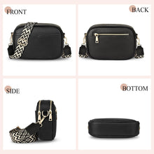 TEUEN Damen-Umhängetasche, Kleine Crossbody Bag Schwarz PU