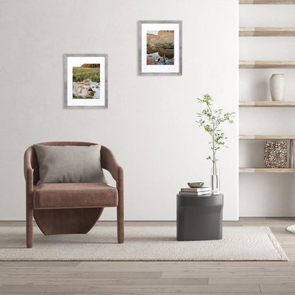 Zementgrauer Holz-Bilderrahmen 35,6x27,9cm mit Passepartout