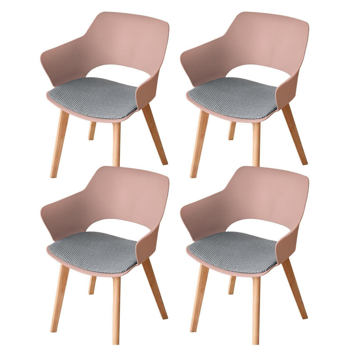 Esszimmerstuhl Set 4er-Pack, Stoff, Massivholzbeine, Bohnenpastell