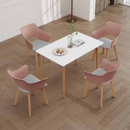Esszimmerstuhl Set 4er-Pack, Stoff, Massivholzbeine, Bohnenpastell