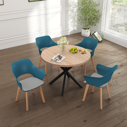 2er-Set Esszimmerstühle mit Stoffpolster & Massivholzbeinen - Seeblau