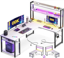 L-förmiger Gaming-Schreibtisch mit LED und USB-Anschlüssen
