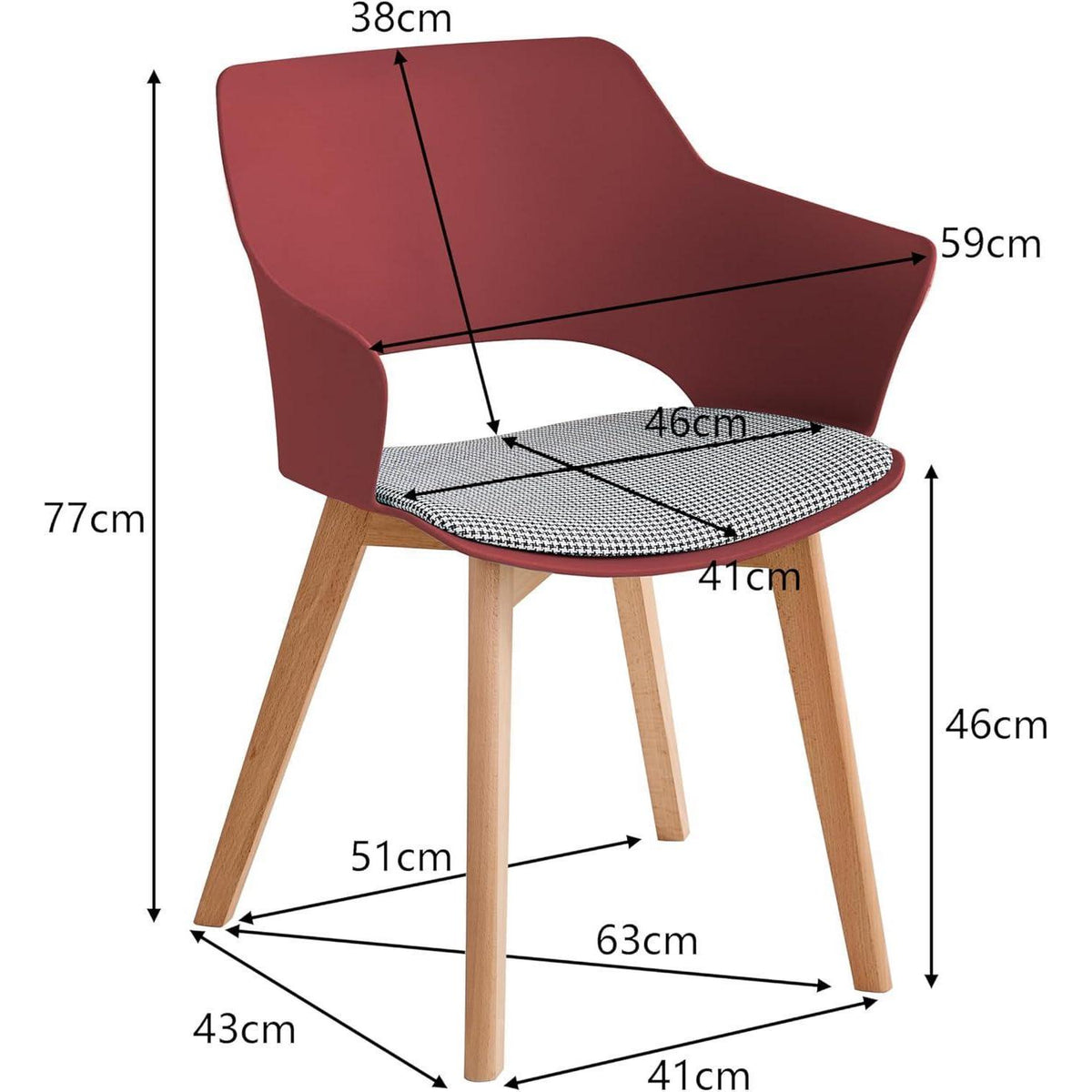 4er Set Esszimmerstühle mit Massivholzbeinen & Stoffpolster