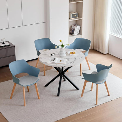 Esszimmerstuhl Set 4er-Pack, Stoff, Massivholzbeine, Morandi-Farbe