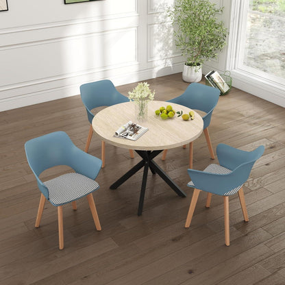 Esszimmerstuhl Set 4er-Pack, Stoff, Massivholzbeine, Morandi-Farbe