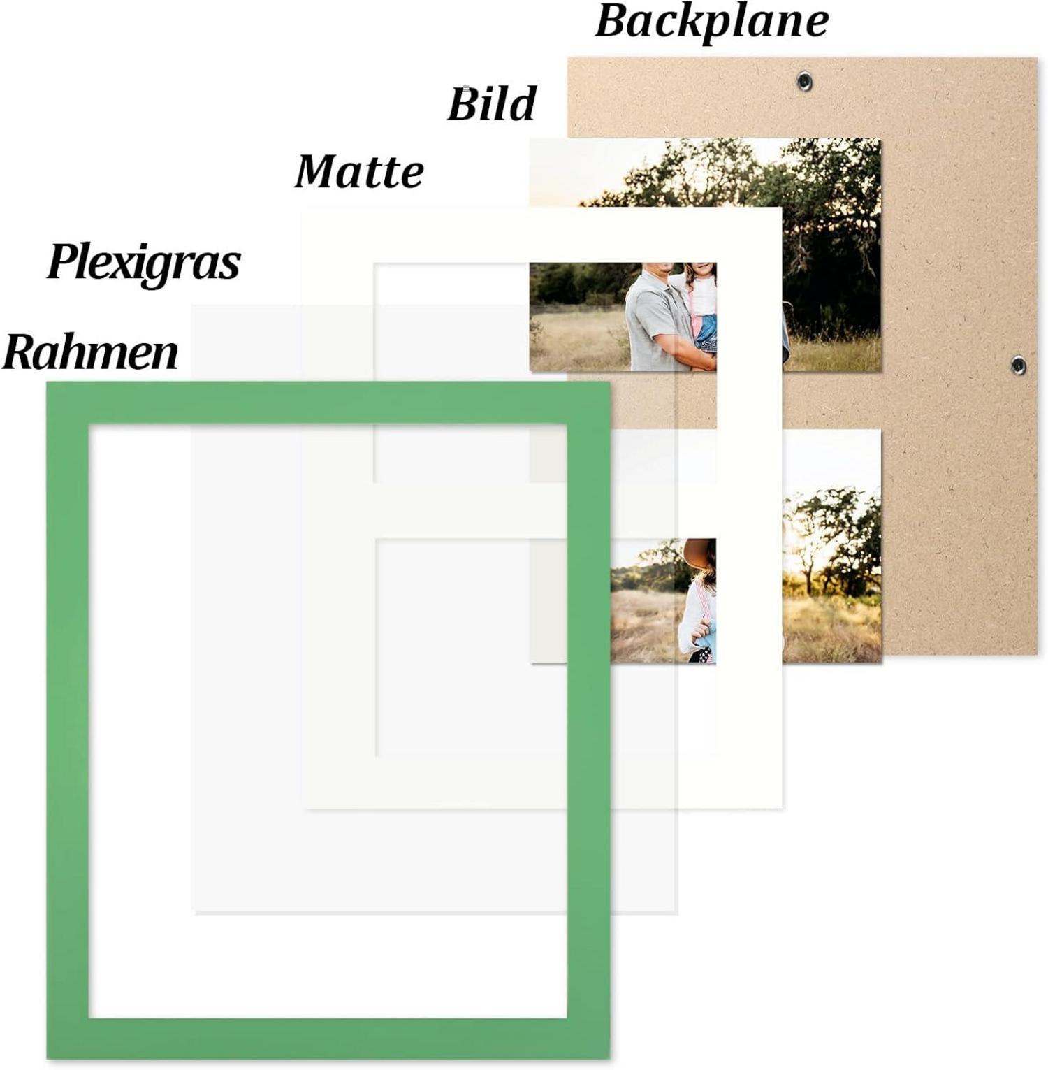 Modernes 2er-Pack Bilderrahmen Massivholz 20x25 cm Fotos Grün