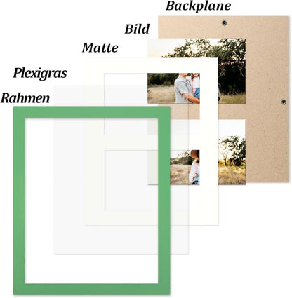 Modernes 2er-Pack Bilderrahmen Massivholz 20x25 cm Fotos Grün