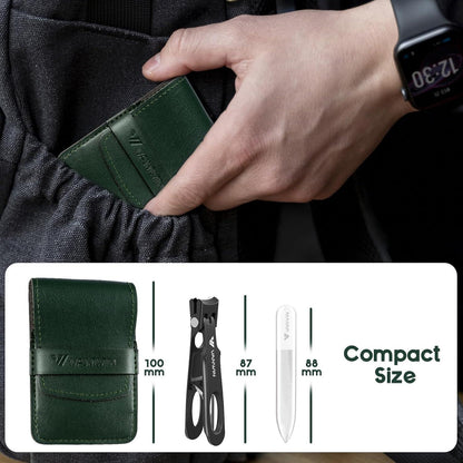 Professioneller Nagelknipser für dicke Nägel mit Fangbehälter und Ledertasche