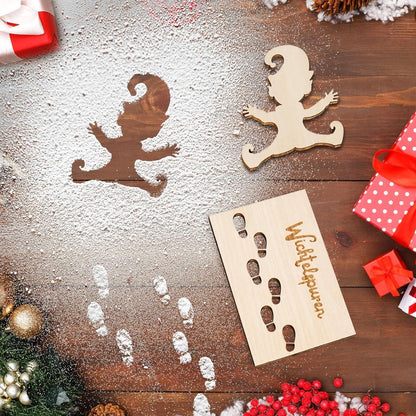 Wichtelschablone Fußabdrücke Kreativset Weihnachten Deko Gold