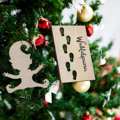 Wichtelschablone Fußabdrücke Weihnachten Deko Weihnachtswichtel Holz