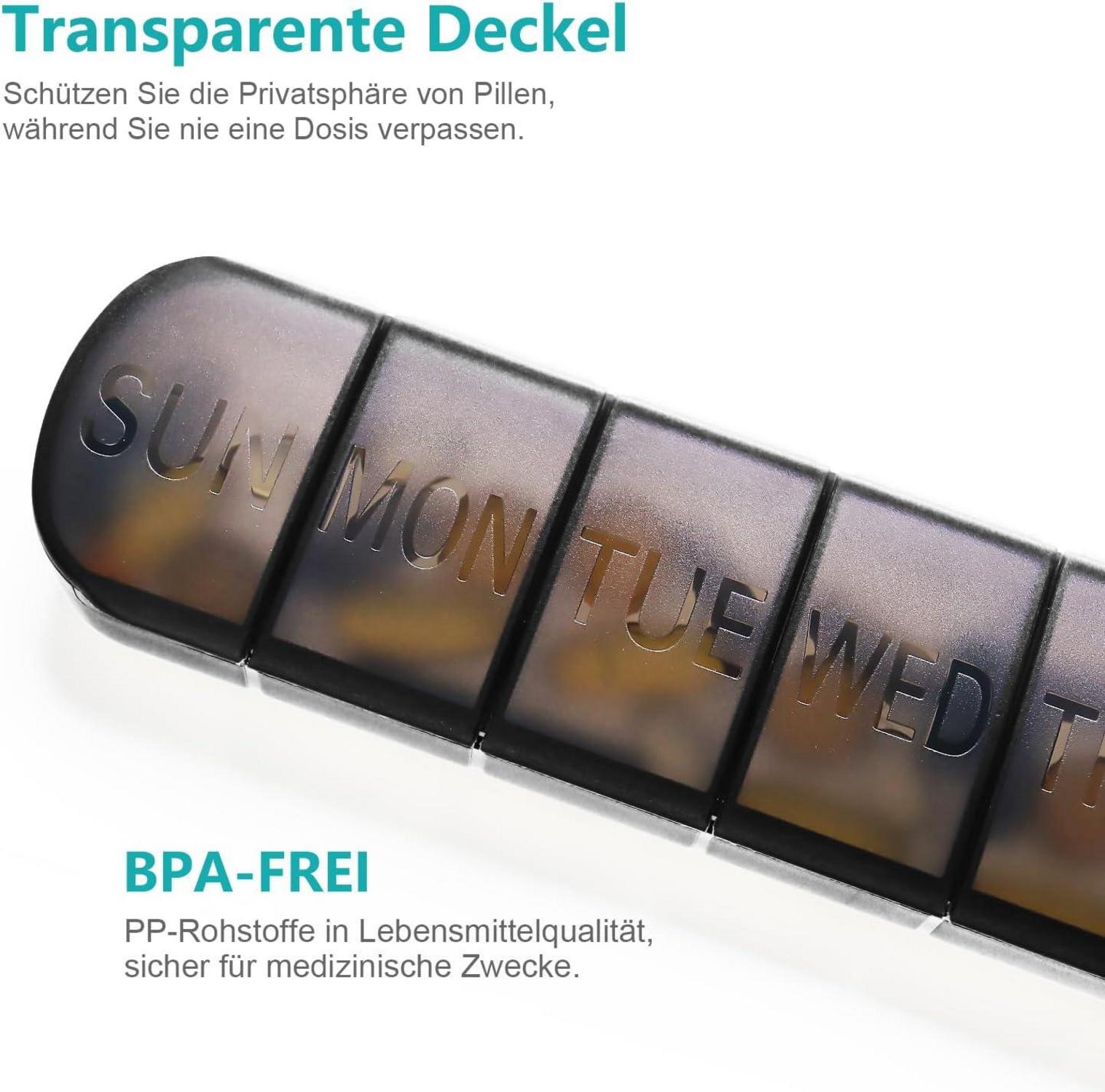 Transparente Pillenbox 7 Tage, BPA-frei, Große Kapazität