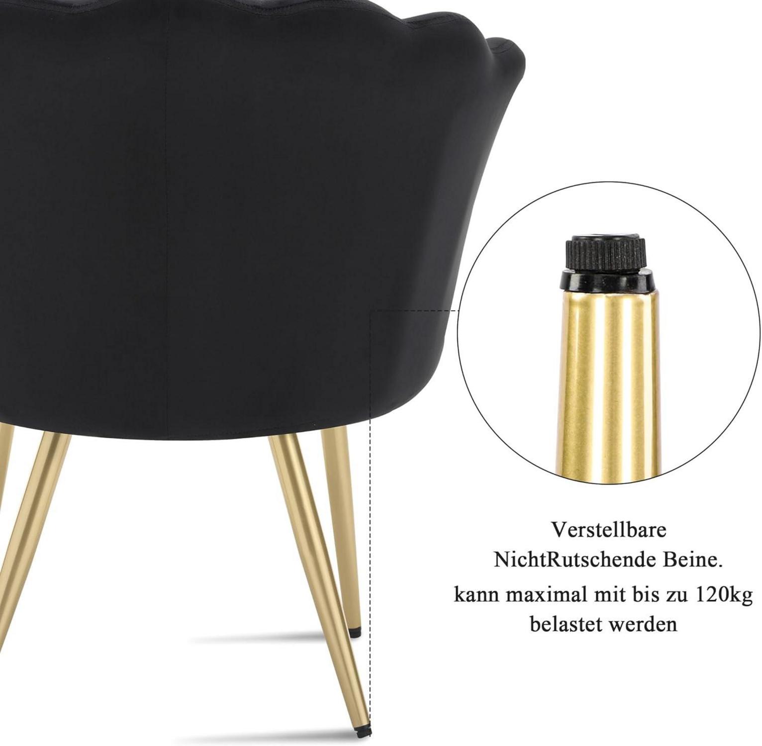 Samtstuhl Schwarz Gold Metallbeine Wohnzimmer Schlafzimmer