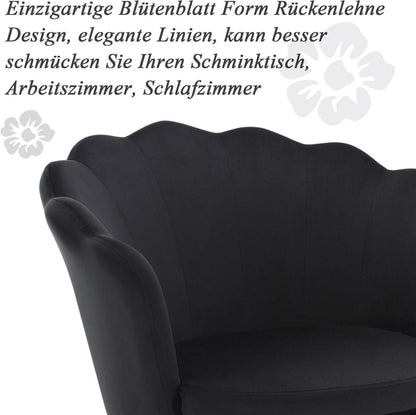 Bequemer Samtstuhl mit Metallbeinen für Wohnzimmer/Schlafzimmer in Schwarz-Gold