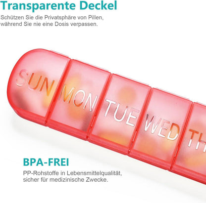 Transparente Tablettenbox 7 Tage mit großer Kapazität & BPA-frei